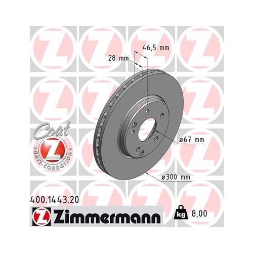 Zimmermann 2X Bremsscheibe Coat Z für Chrysler Mercedes Benz