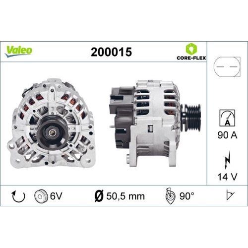 Generator Valeo 200015 Valeo Core-flex für Audi Seat Skoda VW Vw (svw)