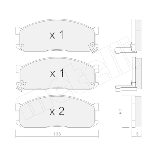 Bremsbelagsatz Scheibenbremse Metelli 22-0232-1 für Mazda Kia Vorderachse