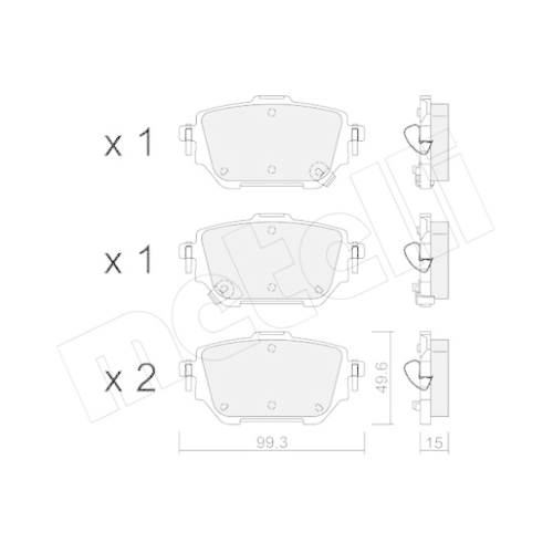 Bremsbelagsatz Scheibenbremse Metelli 22-1236-0 für Toyota Hinterachse