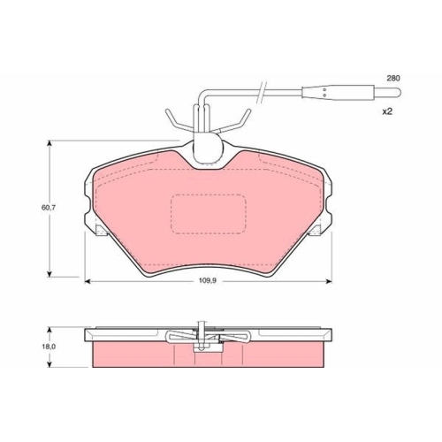 Bremsbelagsatz Scheibenbremse Trw GDB1087 für Renault Vorderachse