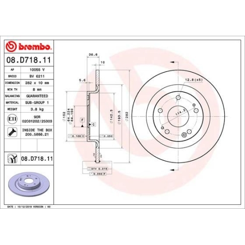 2X Brembo Bremsscheibe Hinterachse Prime Line - Uv Coated für Honda