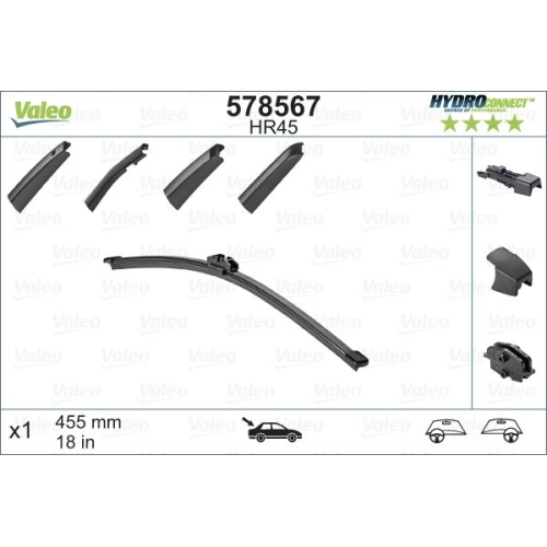 Wischblatt Valeo 578567 Hydroconnect Rear für VW Hinten