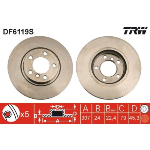 TRW 1X Bremsscheibe Vorderachse für Mini