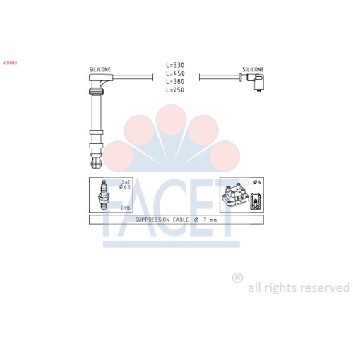 Zündleitungssatz Facet 4.9503 Made In Italy - Oe Equivalent für Fiat Lancia