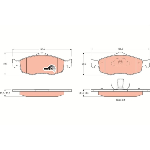 Bremsbelagsatz Scheibenbremse Trw GDB1107 Cotec für Ford Mercury Ford Usa