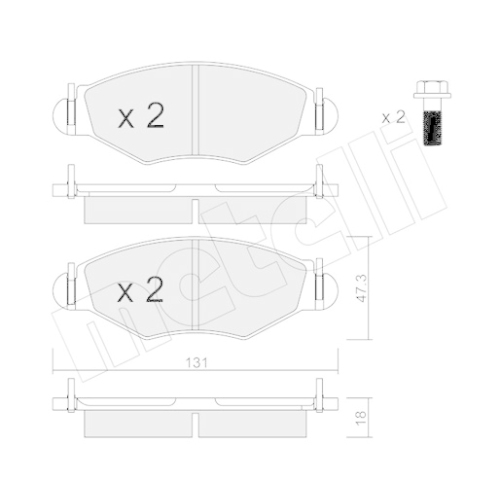 Bremsbelagsatz Scheibenbremse Metelli 22-0254-1 für Peugeot Vorderachse
