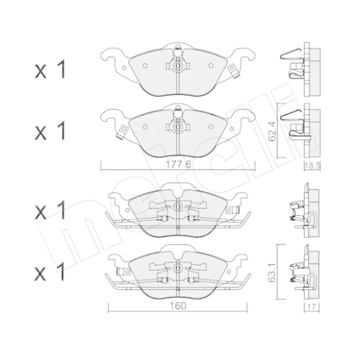 Bremsbelagsatz Scheibenbremse Metelli 22-0257-0 für Opel Vauxhall Vorderachse