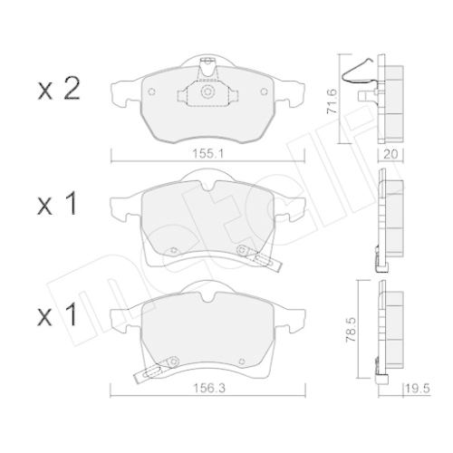 Bremsbelagsatz Scheibenbremse Metelli 22-0258-0 für Opel Vauxhall Vorderachse