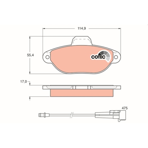 Bremsbelagsatz Scheibenbremse Trw GDB1115 Cotec für Fiat Lancia Vorderachse