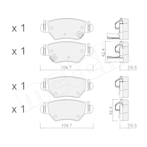 Bremsbelagsatz Scheibenbremse Metelli 22-0259-0 für Opel Vauxhall Hinterachse