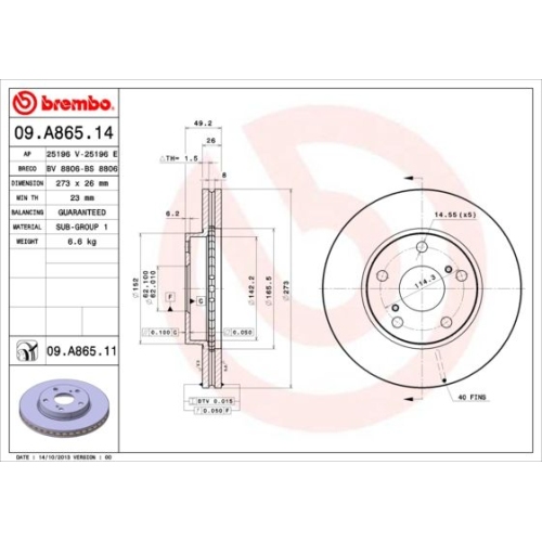 2X Brembo Bremsscheibe Vorderachse Prime Line - Uv Coated für Toyota