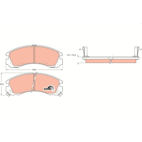 Bremsbelagsatz Scheibenbremse Trw GDB1126 Cotec für Citroën Dodge Mitsubishi