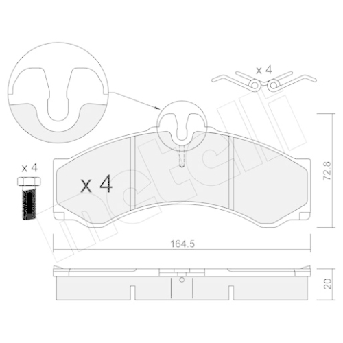 Bremsbelagsatz Scheibenbremse Metelli 22-0262-0 für Mercedes Benz Mercedes Benz