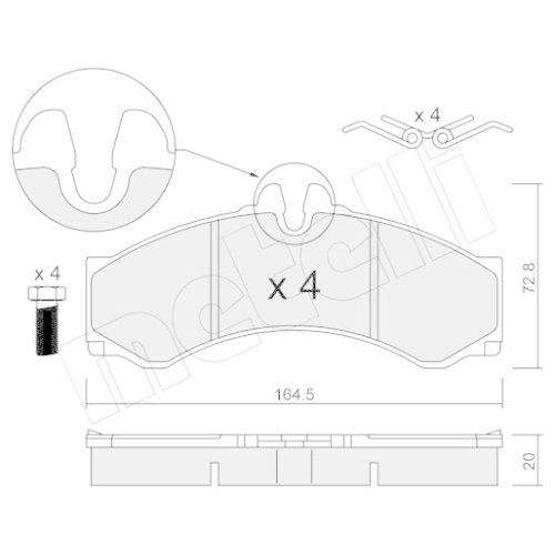 Bremsbelagsatz Scheibenbremse Metelli 22-0262-1 für Mercedes Benz Mercedes Benz