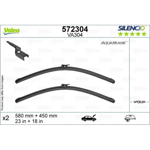 Wischblatt Valeo 572304 Silencio Aquablade Set für Alpine Vorne