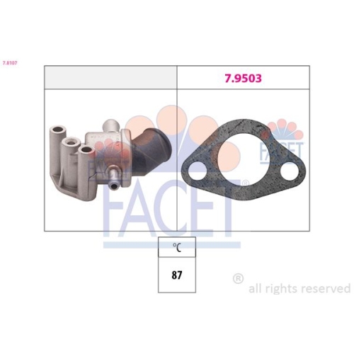 Thermostat Kühlmittel Facet 7.8107 Made In Italy - Oe Equivalent für Fiat