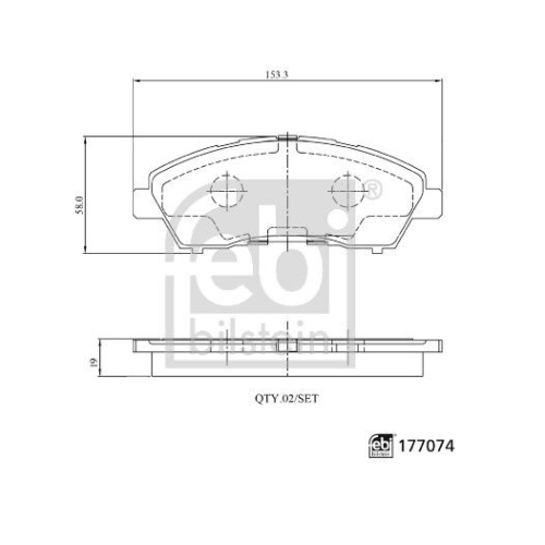 Bremsbelagsatz Scheibenbremse Febi Bilstein 177074 für Mitsubishi Hinterachse