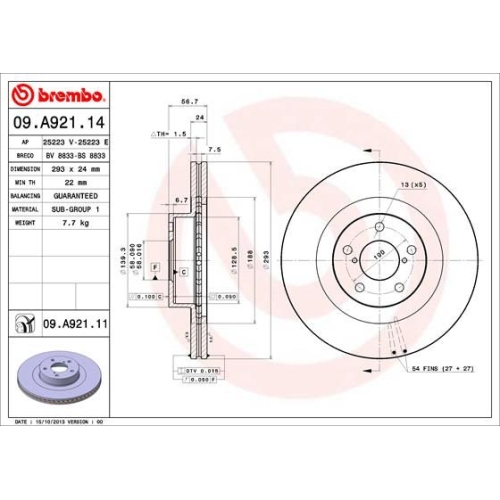 2X Brembo Bremsscheibe Prime Line - Uv Coated für Subaru Toyota