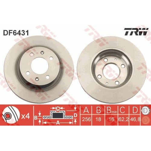 TRW 2X Bremsscheibe Vorderachse für Hyundai