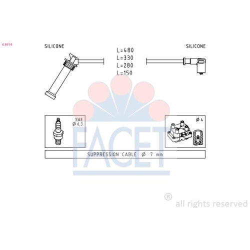 Zündleitungssatz Facet 4.9614 Made In Italy - Oe Equivalent für Ford