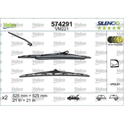 Wischblatt Valeo 574291 Silencio Conventional Set für Vorne