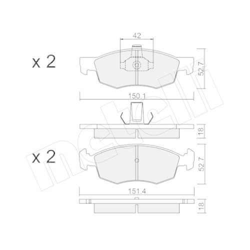 Bremsbelagsatz Scheibenbremse Metelli 22-0274-2 für Fiat Vorderachse