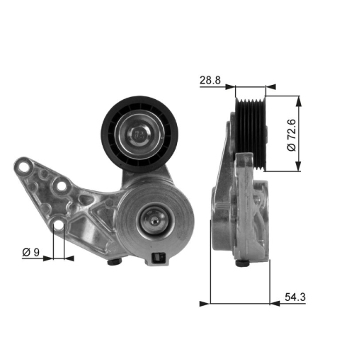 Riemenspanner Keilrippenriemen Gates T38208 Drivealign® für VW