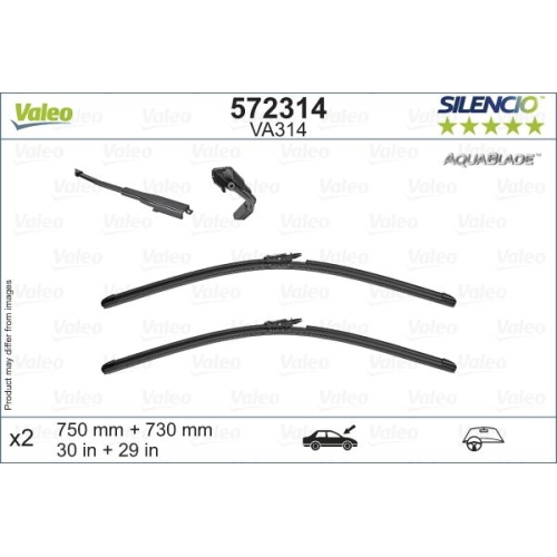 Wischblatt Valeo 572314 Silencio Aquablade Set für Ford Vorne