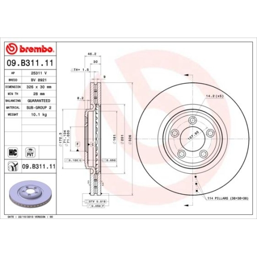 1X Brembo Bremsscheibe Prime Line - Uv Coated für Daimler Jaguar