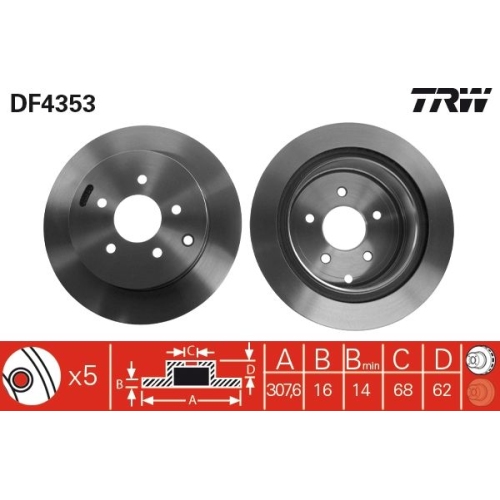 TRW 2X Bremsscheibe Hinterachse für Nissan Infiniti Infiniti (dfac)