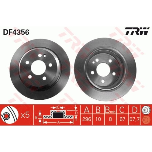 TRW 2X Bremsscheibe für Mercedes Benz (fjda)