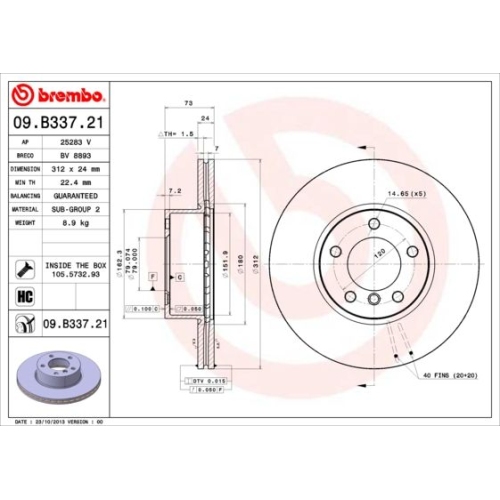 1X Brembo Bremsscheibe Prime Line - Uv Coated für Bmw Bmw (brilliance)