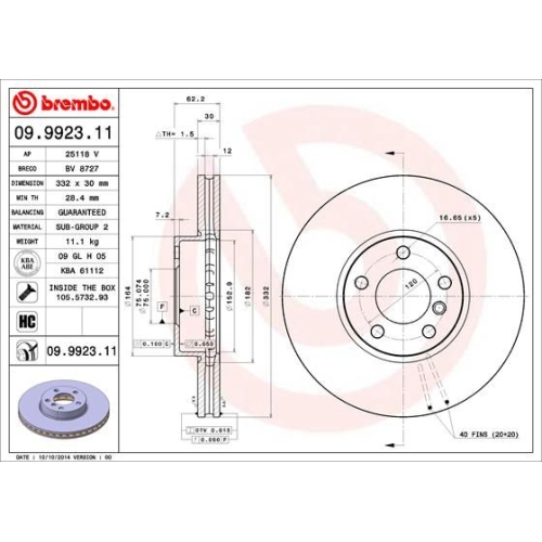 1X Brembo Bremsscheibe Vorderachse Prime Line - Uv Coated für Bmw