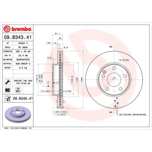 2X Brembo Bremsscheibe Prime Line - Uv Coated für Mercedes Benz