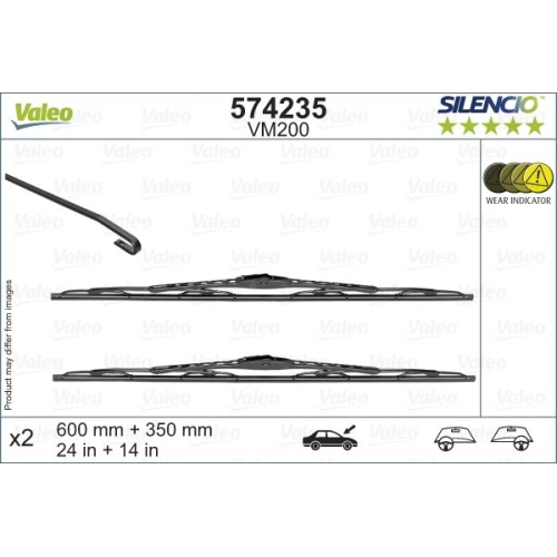 Wischblatt Valeo 574235 Silencio Conventional Set für Opel Vorne