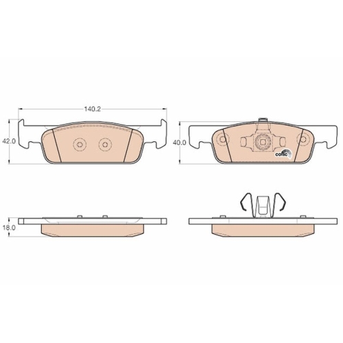 Brake Pad Set Disc Brake Trw GDB2016 Cotec for Renault Dacia Smart Front Axle