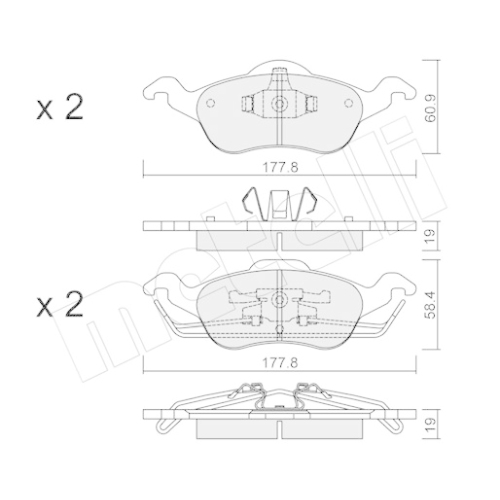 Bremsbelagsatz Scheibenbremse Metelli 22-0291-0 für Ford Renault Vorderachse