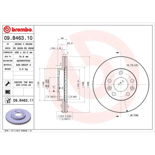 2X Brembo Bremsscheibe Vorderachse Prime Line für Nissan Renault Dacia