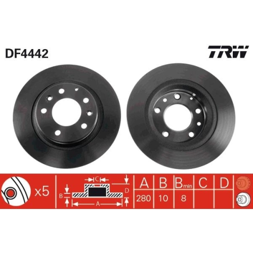 TRW 2X Bremsscheibe Hinterachse für Mazda Mazda (faw)