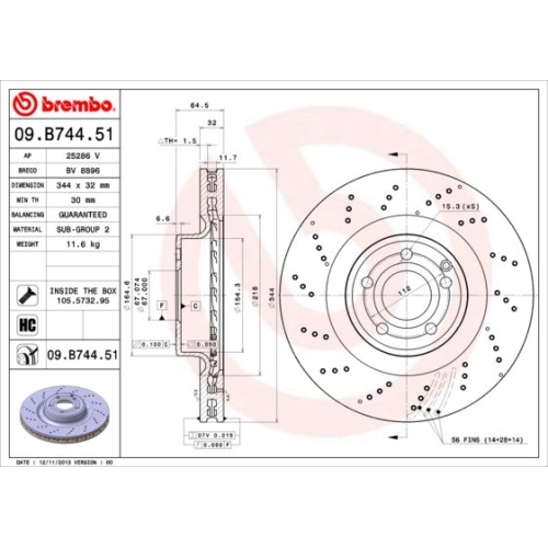 1X Brembo Bremsscheibe Prime Line - Uv Coated für Mercedes Benz