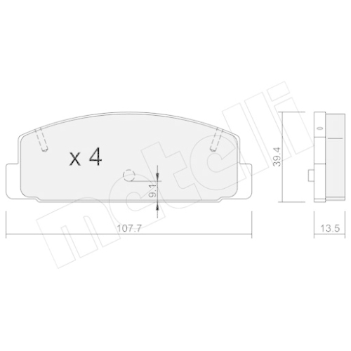 Bremsbelagsatz Scheibenbremse Metelli 22-0302-1 für Mazda Mitsubishi Hinterachse