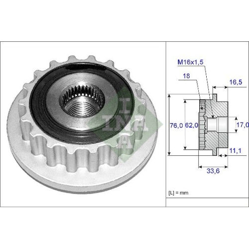 Generatorfreilauf Ina 535 0118 10 für Audi Seat Skoda VW Hitachi