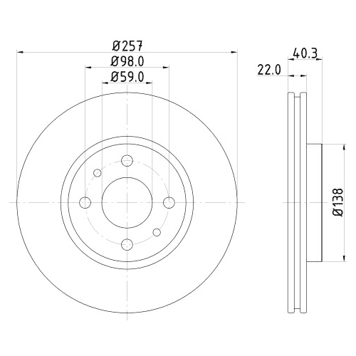 Hella Pagid 2X Bremsscheibe Pro für Alfa Romeo Citroën Fiat Lancia