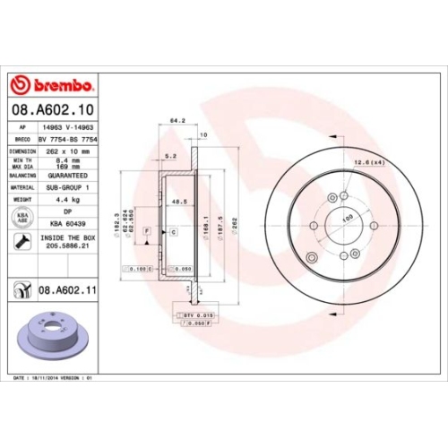 2X Brembo Bremsscheibe Prime Line - Uv Coated für Hyundai Kia