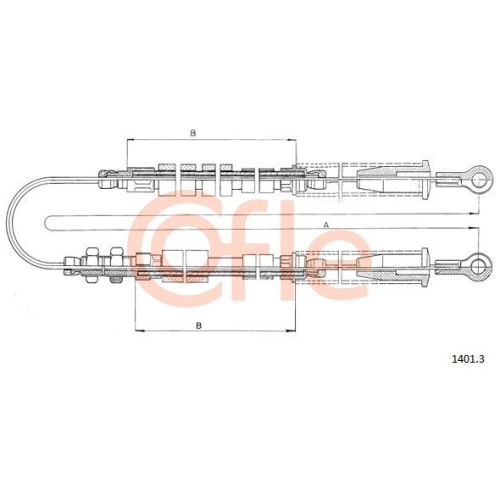 Seilzug Feststellbremse Cofle 1401.3 für Fiat Hinten