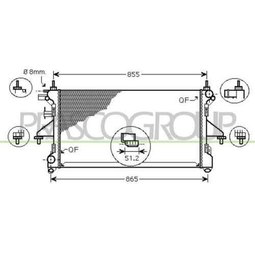 Kühler Motorkühlung Prasco CI954R005 Prascoselection für Citroën Fiat Peugeot