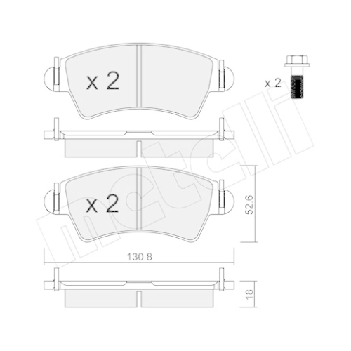 Bremsbelagsatz Scheibenbremse Metelli 22-0313-1 für Peugeot Vorderachse