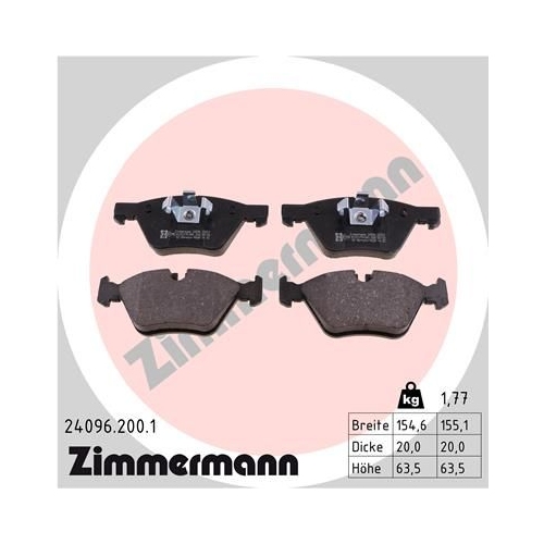 Bremsbelagsatz Scheibenbremse Zimmermann 24096.200.1 für Bmw Bmw (brilliance)