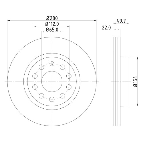 Hella Pagid 2X Bremsscheibe Pro High Carbon für Audi Seat Skoda VW